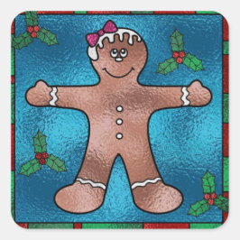 ステンドグラスジンジャーブレッドマン スクエアシール
