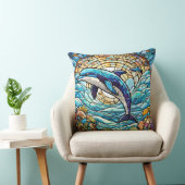 ステンドグラススタイルイルカ クッション (椅子)