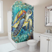 ステンドグラススタイルウミガメ シャワーカーテン (インサイチュ)