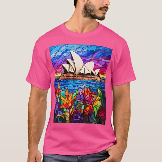 ステンドグラススタイルシドニーオペラハウス Tシャツ (正面)