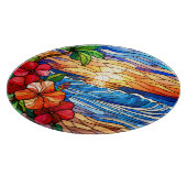 ステンドグラススタイルトロピカルサンセットオンビーチアート カッティングボード (角)