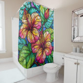 ステンドグラススタイルハイビスカス シャワーカーテン (インサイチュ)