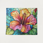 ステンドグラススタイルハイビスカス タペストリー (正面(横))