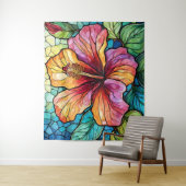ステンドグラススタイルハイビスカス タペストリー (インサイチュ)