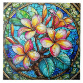 ステンドグラススタイルプルメリアアート タイル (正面)