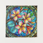 ステンドグラススタイルプルメリアアート タペストリー (正面(横))