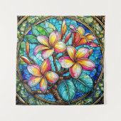 ステンドグラススタイルプルメリアアート タペストリー (正面)