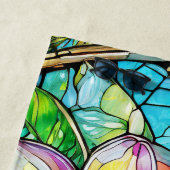 ステンドグラススタイルプルメリアアート ビーチタオル (インサイチュ)