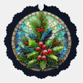 ステンドグラススタイルホリー&パイン オーナメントカード (正面)