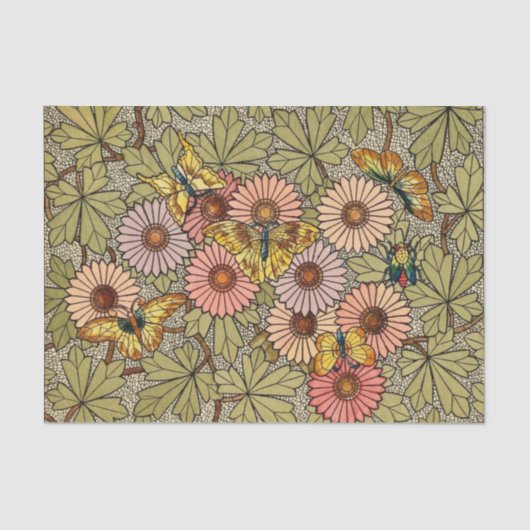 ステンドグラススタイルモザイクフローラ蝶アート 薄葉紙 (正面)