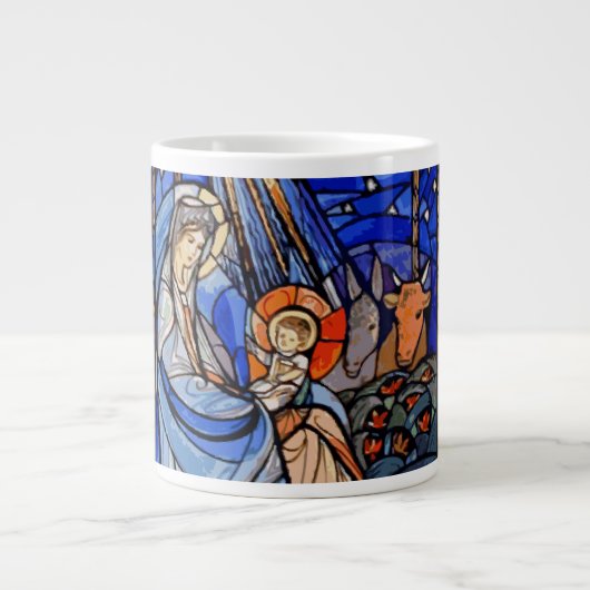 ステンドグラススタイル出生 ジャンボコーヒーマグカップ (正面)