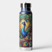 ステンドグラススタイル孔雀 ウォーターボトル (左面)