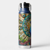 ステンドグラススタイル孔雀 ウォーターボトル (正面)