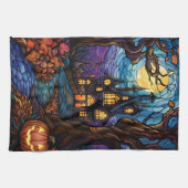 ステンドグラススタイル幽霊のよく出るハウス キッチンタオル (横)