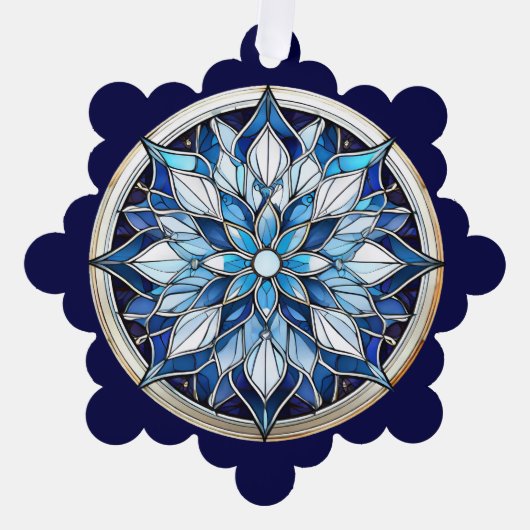 ステンドグラススタイル抽象芸術スノーフレーク オーナメントカード (正面)