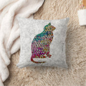 ステンドグラススタイル猫プロフィール枕 クッション (ブランケット)