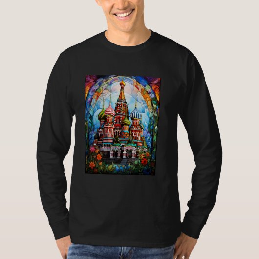 ステンドグラススタイル聖バジル大聖堂 Tシャツ (正面)