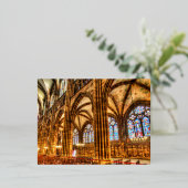 ステンドグラスストラスブール大聖堂 箔シーズンポストカード (立ち正面)