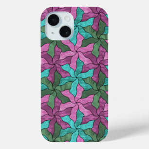 ステンドグラステッセレーションされた花 iPhone 15ケース