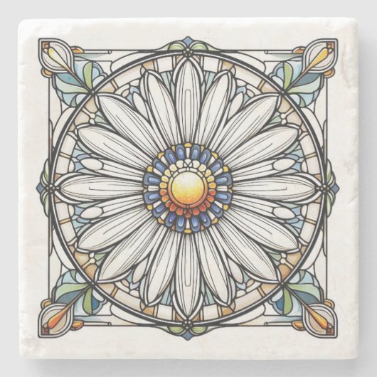 ステンドグラスデイジー#2 ストーンコースター (正面)
