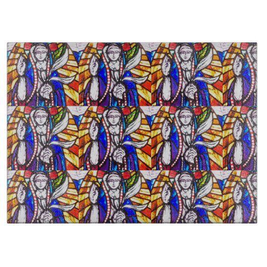 ステンドグラスデザインと宗教姿。 カッティングボード (正面)