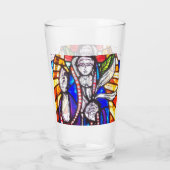 ステンドグラスデザインと宗教姿。 タンブラーグラス (裏面)