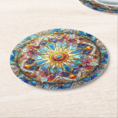 ステンドグラスデザインコースター ラウンドペーパーコースター (アングル)