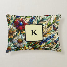 ステンドグラスデザインワイルドフラワーと蝶