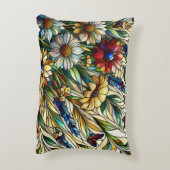 ステンドグラスデザインワイルドフラワーと蝶 アクセントクッション (裏面(縦))