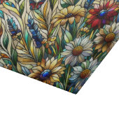 ステンドグラスデザインワイルドフラワーと蝶 カッティングボード (角)