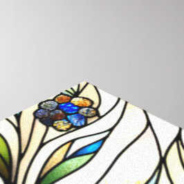 ステンドグラスデザインワイルドフラワーと蝶 キャンバスプリント