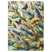 ステンドグラスデザインワイルドフラワーと蝶 クリップボード (裏面)