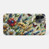 ステンドグラスデザインワイルドフラワーと蝶 Case-Mate iPhoneケース (裏面(横))