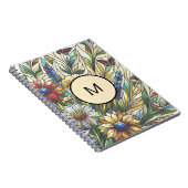 ステンドグラスデザインワイルドフラワーフィールドモノグラム ノートブック (右側)