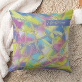 ステンドグラスデザイン、紫の黄色の青モノグラム クッション (ブランケット)