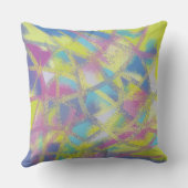 ステンドグラスデザイン、紫の黄色の青モノグラム クッション (裏面)