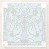 ステンドグラスデザイン（青と緑） ガラスコースター (裏面)