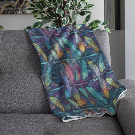 ステンドグラストンフライデザイン フリースブランケット