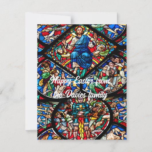 ステンドグラスハッピーイースターカード(編集可能文字) ノートカード (正面)