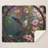 ステンドグラスハミングバードパターン春の花 シェルパブランケット (正面(横))