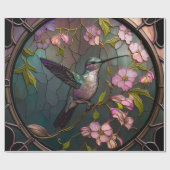 ステンドグラスハミングバードパターン春の花 ラッピングペーパー (フラット)
