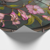 ステンドグラスハミングバードパターン春の花 ラッピングペーパー (角)