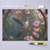 ステンドグラスハミングバードパターン春の花 薄葉紙 (クラフト)