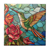 ステンドグラスハミングバードフローラ タイル (正面)