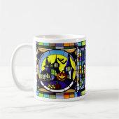 ステンドグラスハロウィン幽霊のよく出るハウスマグ コーヒーマグカップ (左)