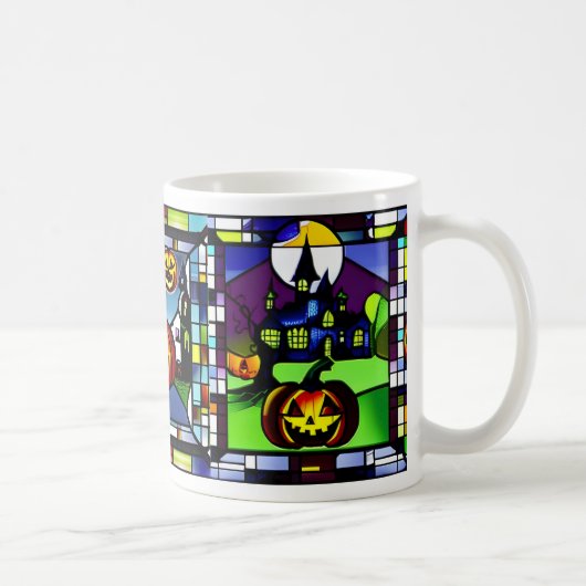 ステンドグラスハロウィン幽霊のよく出るハウスマグ コーヒーマグカップ (右)