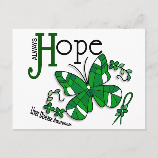 ステンドグラスバタフライ肝疾患 ポストカード (正面)