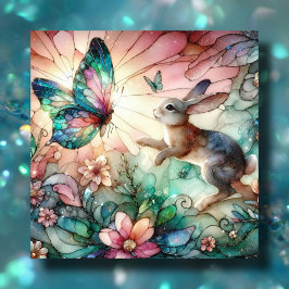 ステンドグラスバニーと蝶クリスチャンの復活祭 シーズンカード