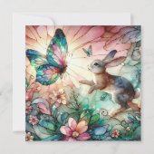 ステンドグラスバニーと蝶クリスチャンの復活祭 シーズンカード (正面)