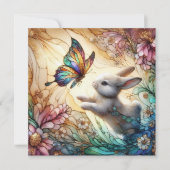 ステンドグラスバニーウサギと蝶イースター シーズンカード (正面)